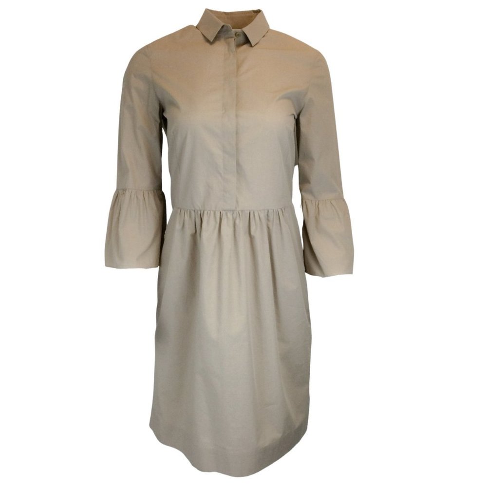 Akris Punto's Beige Khaki Cotton Shirt Dress US12